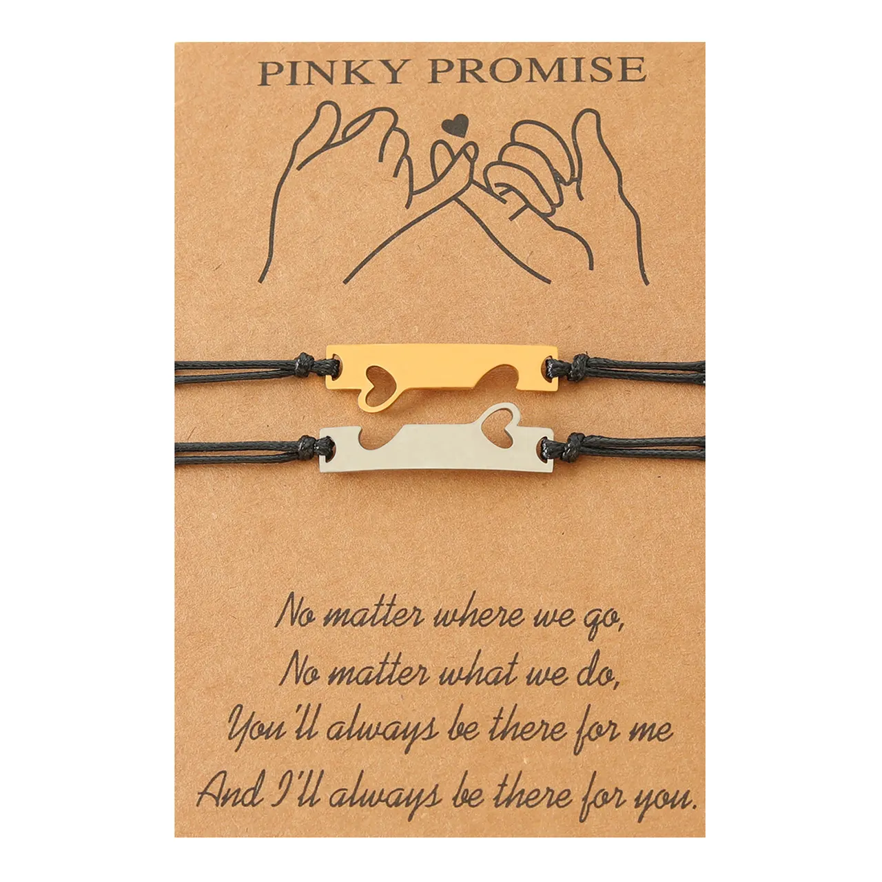 Alloy Real Gold Rectangular Love Couple Card Hand Weaving Bracelet Carrying Strap - B00323 Steel Color Real Gold