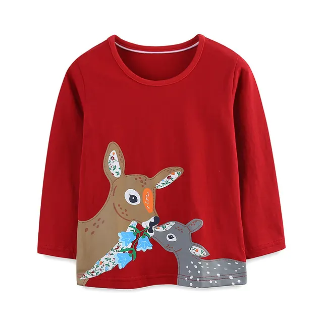 Fashion Cartoon Deer Printed Crew Neck Top 5385 Models - Shop at LoveMi