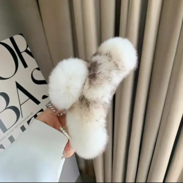 Autumn And Winter New Leopard Print Large Rex Rabbit Fur Hair Claw Beige Leopard Print Oversized - Shop at LoveMi