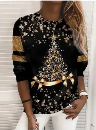 Snowflake Women's Sweater Printed Pullover - Lypyl8