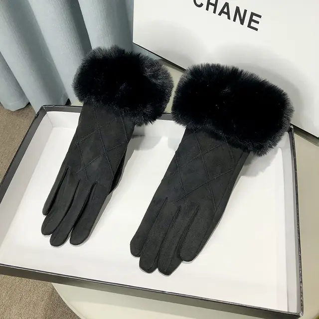 Fleece Lined Padded Warm Keeping Touch Screen Gloves Outdoor Cold proof Gloves Black - Shop at LoveMi