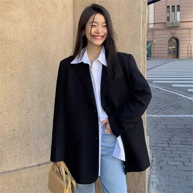 Gray Small Suit Casual Jacket Black - Shop at LoveMi