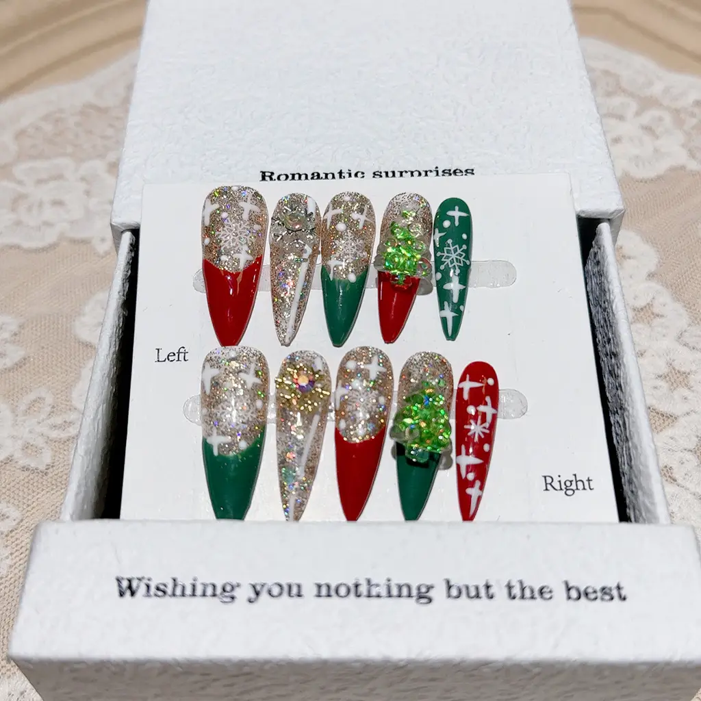 Handmade Christmas Series Wear Nail Detachable Nail Beauty - S Small Size