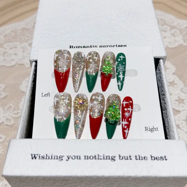 Handmade Christmas Series Wear Nail Detachable Nail Beauty S Small Size - Shop at LoveMi