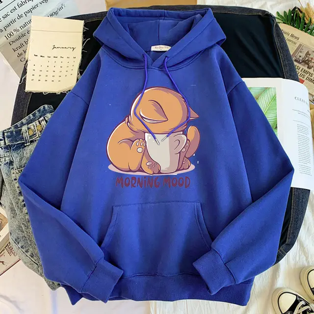 Cartoon Cute Animal Velvet Hoodie Blue - Shop at LoveMi