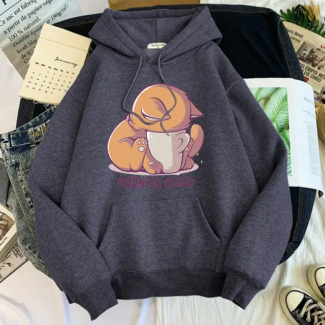 Cartoon Cute Animal Velvet Hoodie Dark Gray - Shop at LoveMi