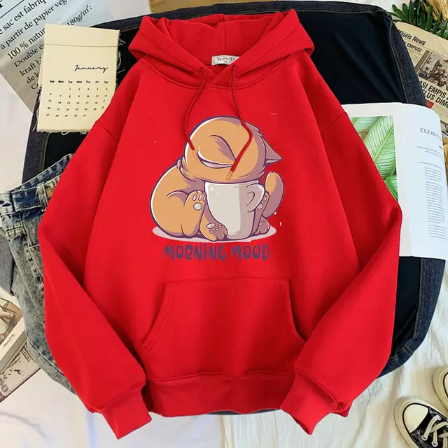 Cartoon Cute Animal Velvet Hoodie Red - Shop at LoveMi