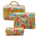 Cotton Cosmetic Bag Portable Toiletry Storage - Heart Graffiti-Large Size 25X1
