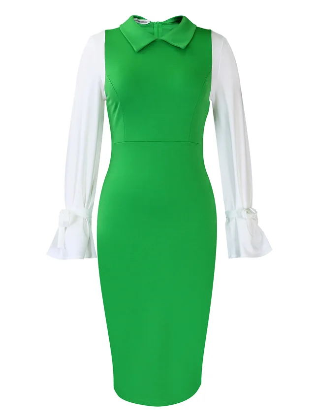 Temperament Elegant Spliced Hip Bag OL Pencil Skirt Africa Dress Green - Shop at LoveMi