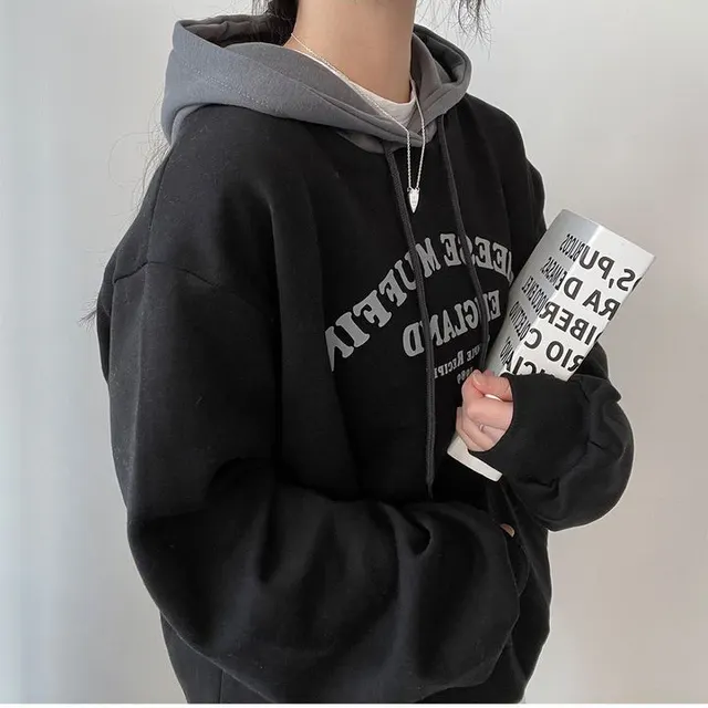 Loose Autumn And Winter Thickening Fleece Padded Coat Plus Size Thin Top 715 Black With Fleece Lining - Shop at LoveMi