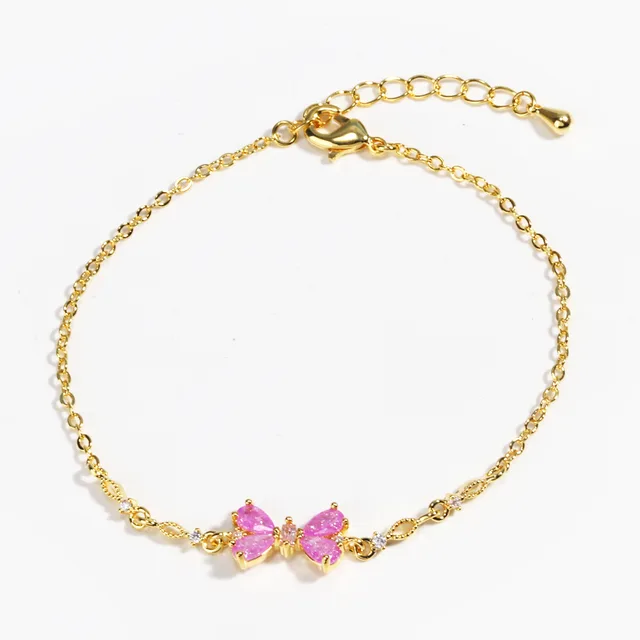 Sweet Bow Heart Rhinestone Bracelet Y2K Ins Fashion Chain Bracelet Valentine's Day Style 4 Gold - Shop at LoveMi