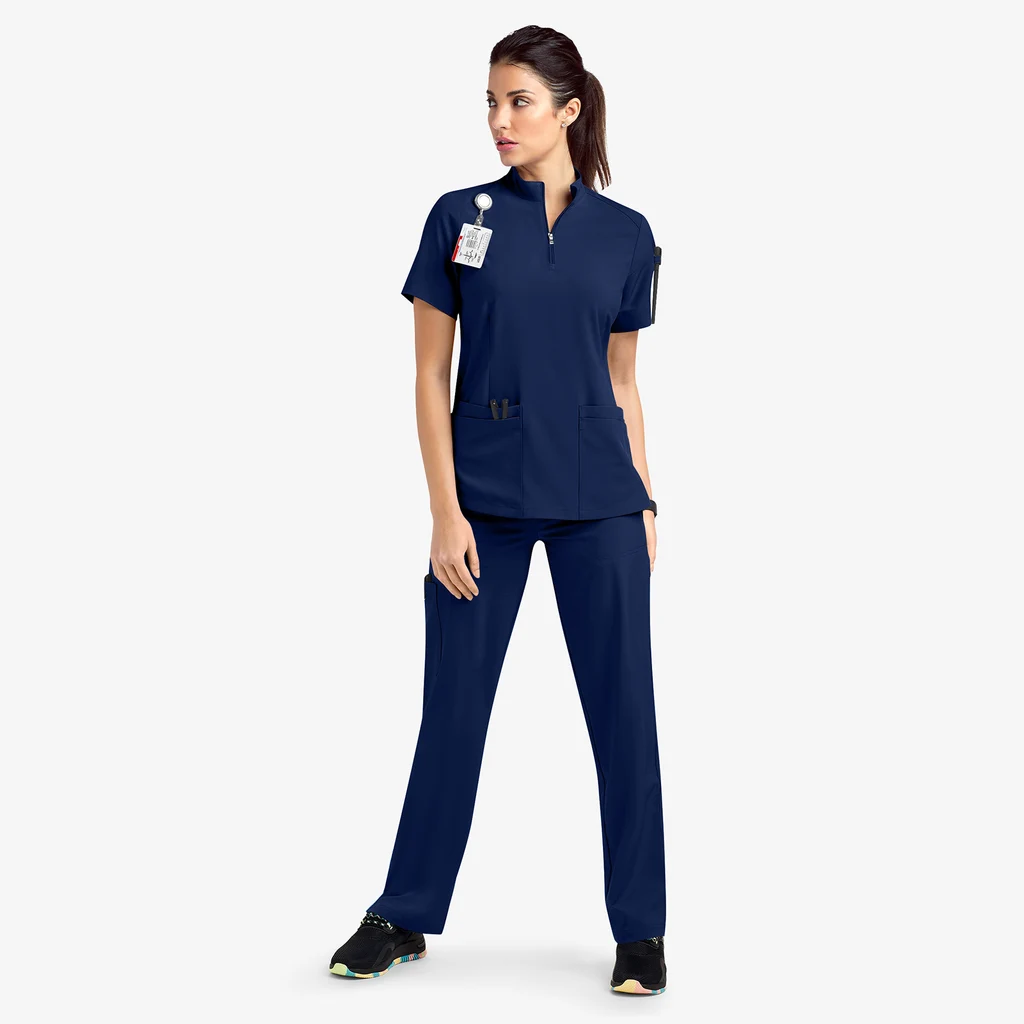 Hand Washing Suit Work Clothes Uniform Stand Collar Suit Elastic Quick-drying Medical Operating Room Surgical Gown - Dark Blue