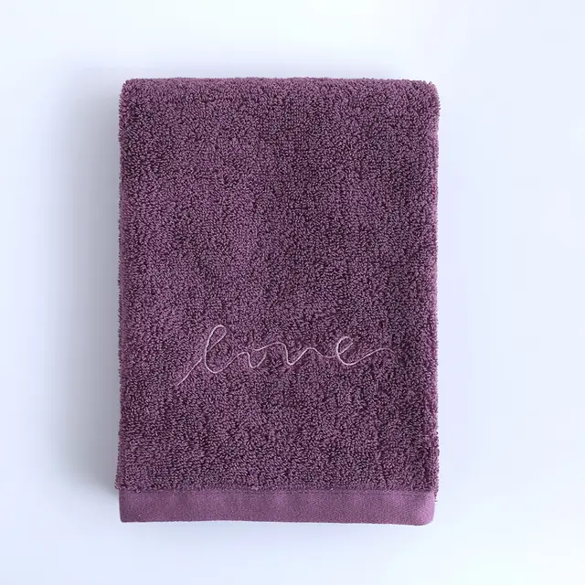 Pure Cotton Embroidery Towel Plain Gift Face Towel Grape Purple - Shop at LoveMi