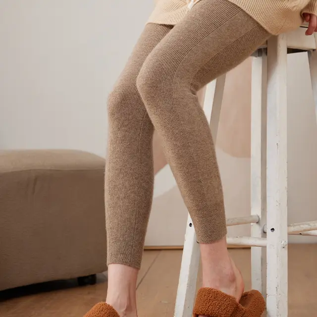 Cashmere Drawstring Tights Women's Inner Wear High Waist Slim Fit Leggings Purple Velvet Camel - Shop at LoveMi