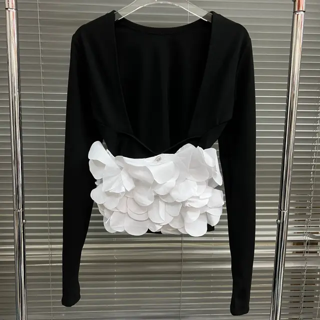 Elastic Backless Petal Top Slim fit Temperament Black - Shop at LoveMi