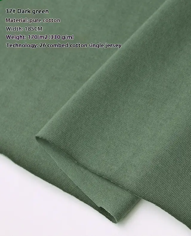 Summer Xinjiang Cotton Knitted Plain Cloth Doll Clothes Short sleeved T shirt Thin Jersey Spring Flower Bed Cover Dark Green And A Half Meters - Shop at LoveMi
