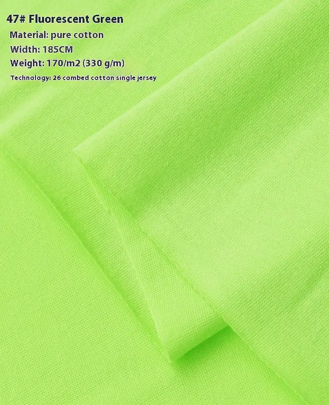 Summer Xinjiang Cotton Knitted Plain Cloth Doll Clothes Short sleeved T shirt Thin Jersey Spring Flower Bed Cover Fluorescent Green Half Meter - Shop at LoveMi