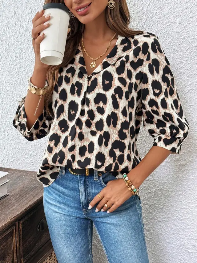 European And American Elegant Long Sleeve Shirt Leopard Print - Shop at LoveMi