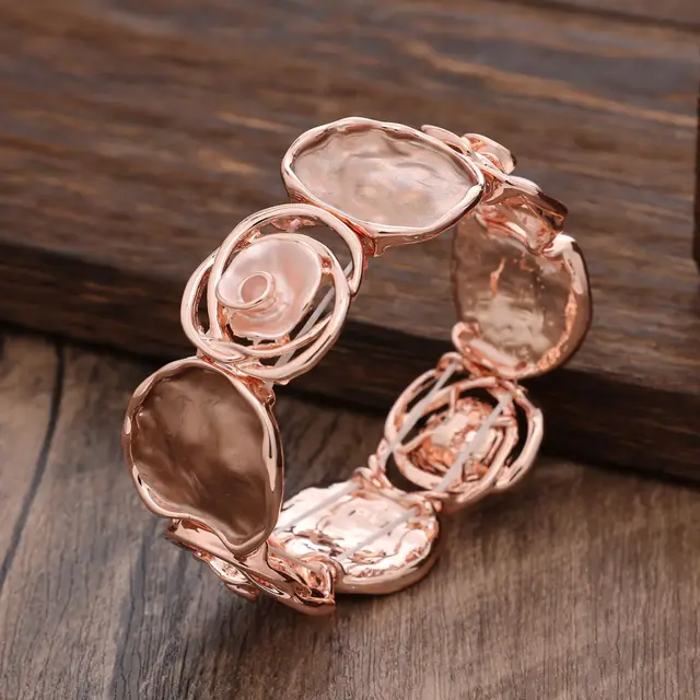 Colorful Oil Rose Elastic Bracelet Champagne Rose - Shop at LoveMi