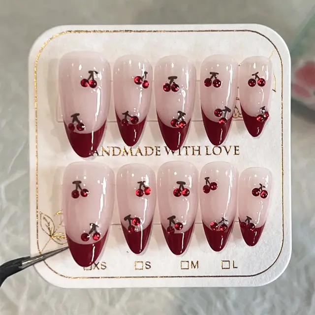 Short Almond Nail Tip White Advanced Removable Nail Sticker Glue Type - Shop at LoveMi