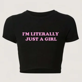 INS Personality Street Letter Print Short Midriff-baring Short-sleeved T-shirt - Ins01