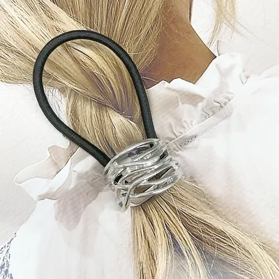 Simple Small Rubber Band Headband Hair Accessories Metal Geometry 2 Silver - Shop at LoveMi