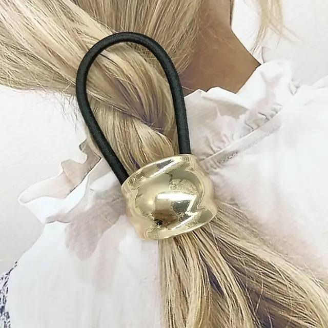 Simple Small Rubber Band Headband Hair Accessories Metal Geometry 6 Gold - Shop at LoveMi