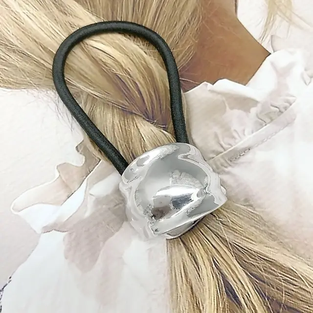 Simple Small Rubber Band Headband Hair Accessories Metal Geometry 7 Silver - Shop at LoveMi