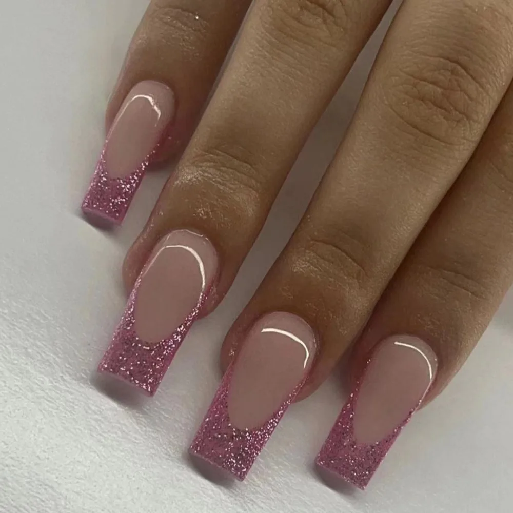 Long Water Pipe Wear Nail Tip Glitter French Style - 828 Glitter French Style