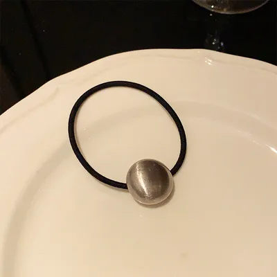 European And American Metal Brushed Hair Rope Fashion Silver Oval Ball Rubber Band - Shop at LoveMi