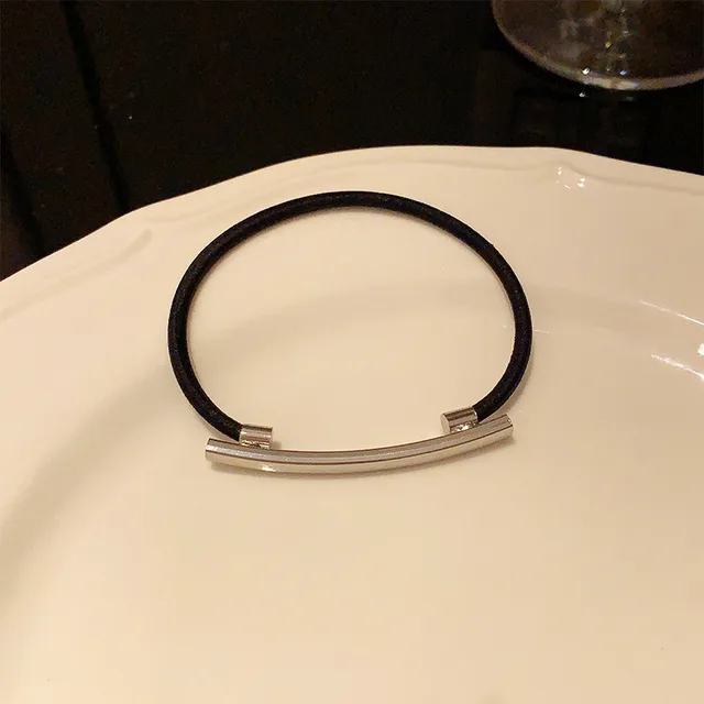 European And American Metal Brushed Hair Rope Fashion Silver Radian Rubber Band - Shop at LoveMi