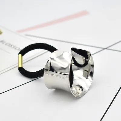 European And American Ornament Korean Simple Glossy Crescent shaped Metal Ring Silver - Shop at LoveMi