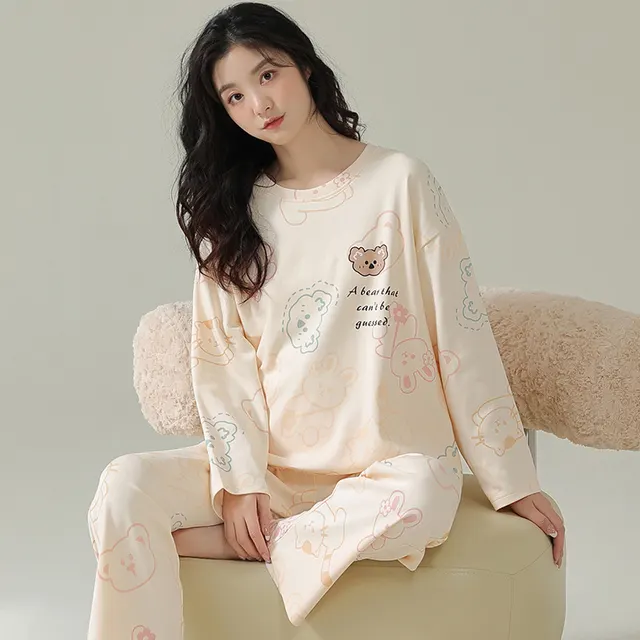 Spring And Autumn Cotton Long Sleeve Cute Cartoon Casual Homewear Wam23615 - Shop at LoveMi