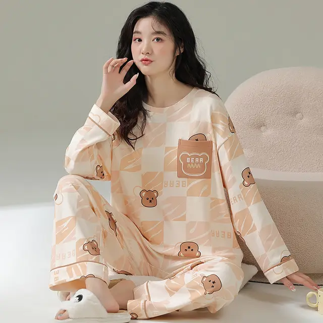 Spring And Autumn Cotton Long Sleeve Cute Cartoon Casual Homewear Wam23616 - Shop at LoveMi