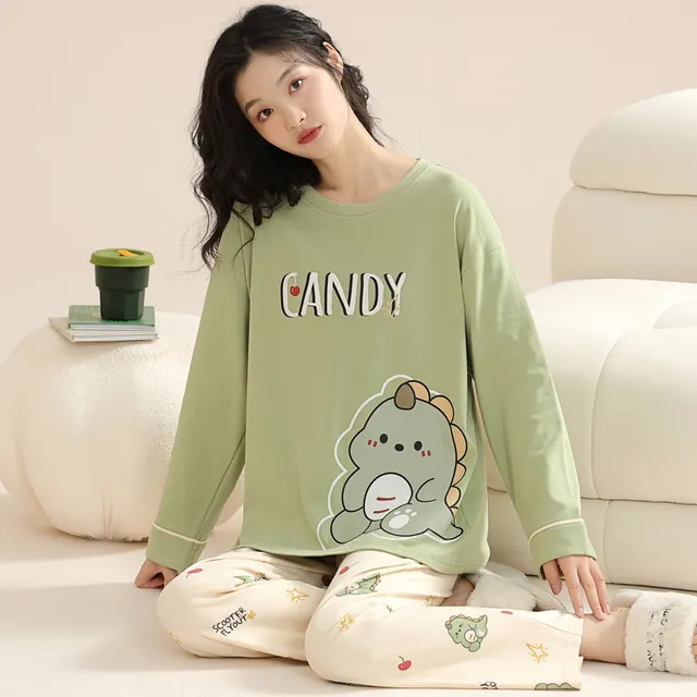 Spring And Autumn Cotton Long Sleeve Cute Cartoon Casual Homewear Wbw23652 - Shop at LoveMi