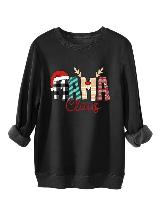 Women's Plus Size Loose All matching Fleece lined Sweater 5808 Black - Shop at LoveMi