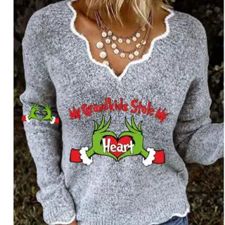 Round Neck Pullover C328 Wave Neckline Women's Top - 1 Style