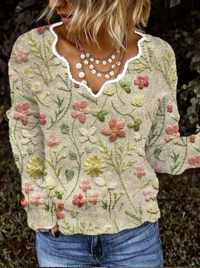 Round Neck Pullover C328 Wave Neckline Women's Top 6 Style - Shop at LoveMi