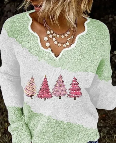 Round Neck Pullover C328 Wave Neckline Women's Top Green - Shop at LoveMi