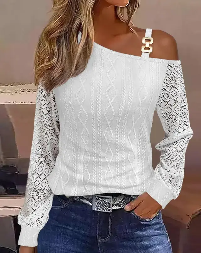 Autumn Simplicity Metal Button Shirt 5White - Shop at LoveMi