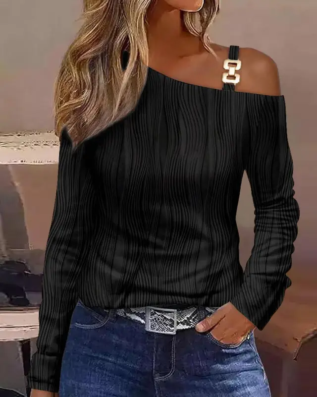 Autumn Simplicity Metal Button Shirt Black - Shop at LoveMi
