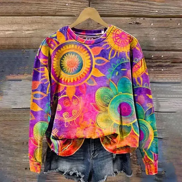 Women's Printed Drop shoulder Sweater 8 Style - Shop at LoveMi