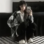 Diamond Plaid Cardigan-2Xl