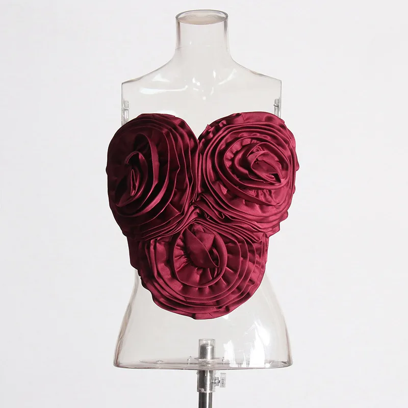 Slim Fit Slimming Outside Wear Tube Top New - Red - View 1