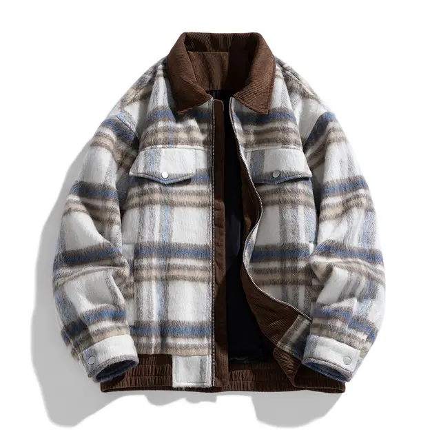 Vintage Woolen Female Clip Cotton padded Coat Light Blue - Shop at LoveMi