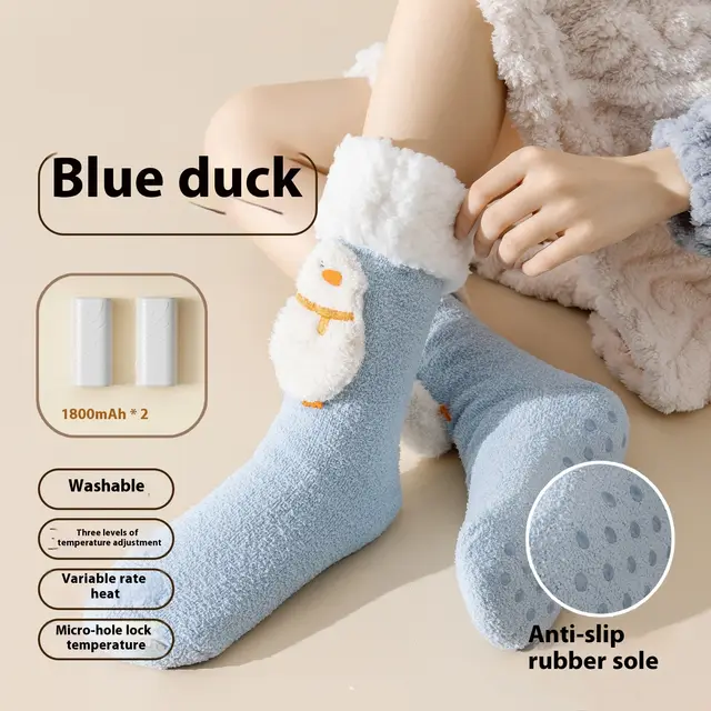Winter Warm Feet Electric Warm keeping And Cold proof Socks Blue Duck - Shop at LoveMi