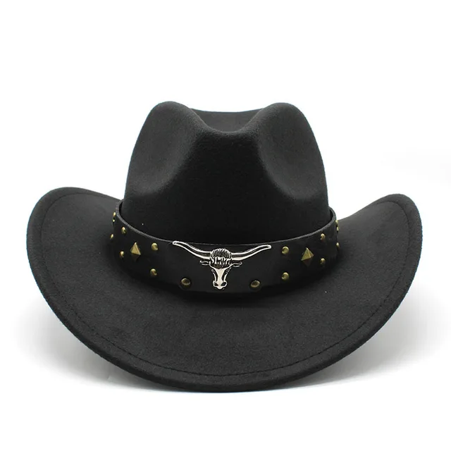 Polyester Retro Jazz Western Cowboy Hat Black - Shop at LoveMi