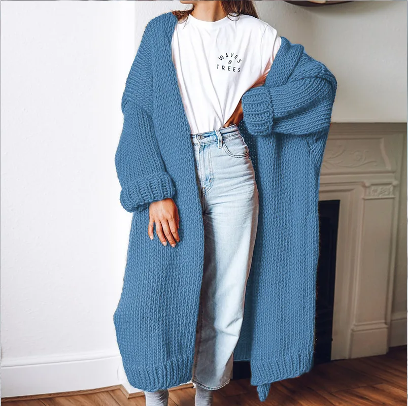 Long Solid Color Plus Size Loose Cardigan Sweater Coat Highland - Shop at LoveMi