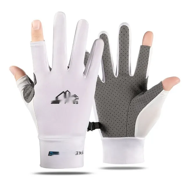Leaks Sweat absorbent Breathable Bicycle Riding Non slip Gloves Mountain Two Finger White - Shop at LoveMi