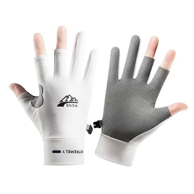 Sun Protection Gloves Summer Ice Silk Touch Screen UV Protection Three White - Shop at LoveMi